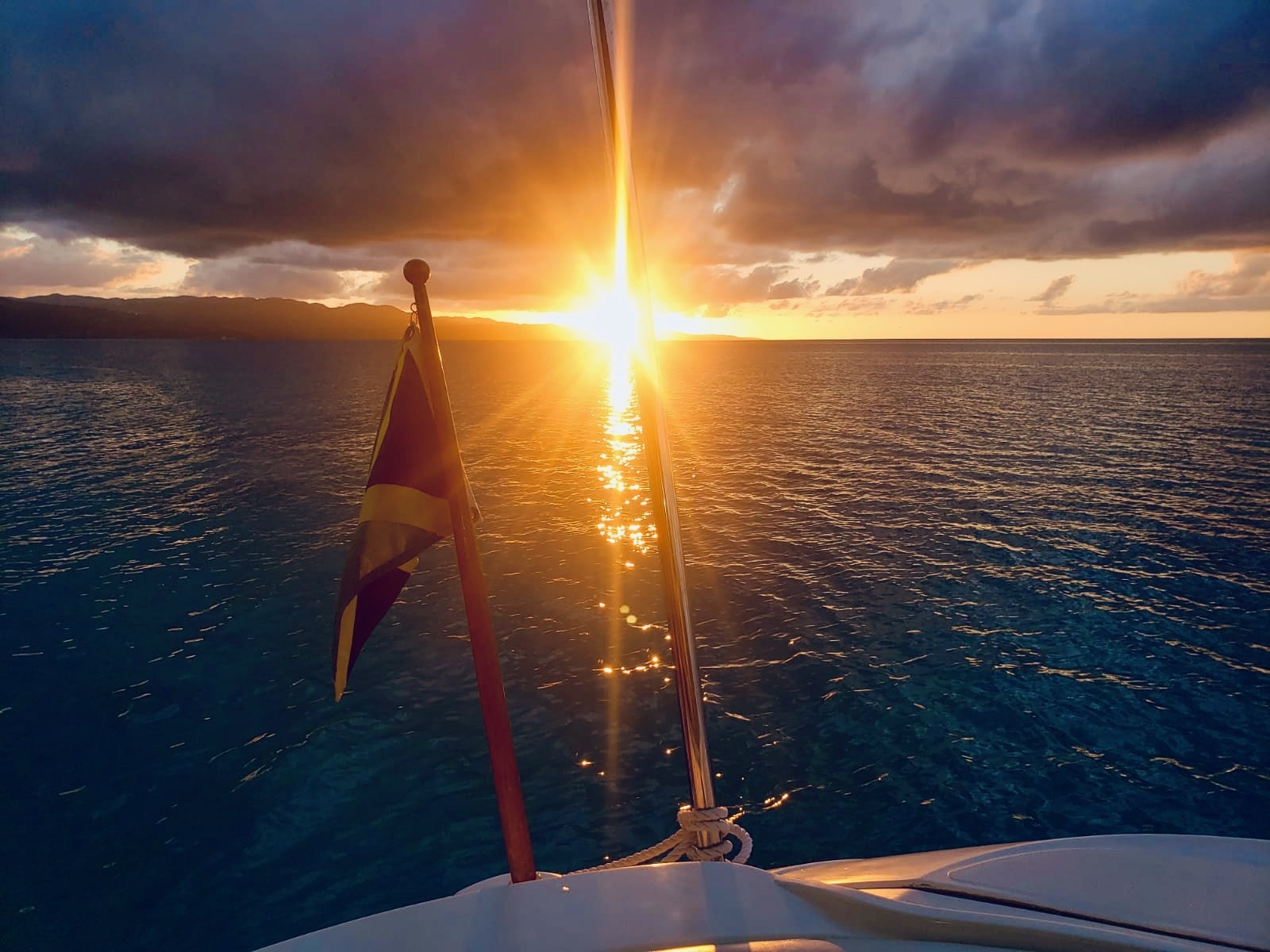 Sunset view from the yacht